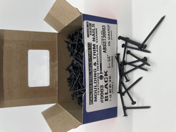 TRIM NAILS 1-1/4" STAINLESS STEEL BLACK #0003 1LB - A.W. Graham Lumber LLC