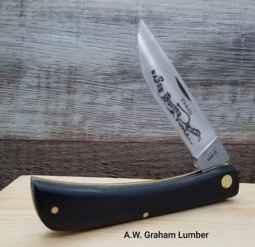 Main 3 - Case 092 1-Blade Sod Buster Skinner Blade W/Etching Jet Black Syn (2138ss) -
