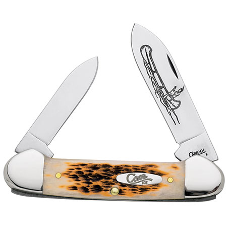 Main 1 - CASE 00263 2-BLADE CANOE AMBER JIGGED BONE  -