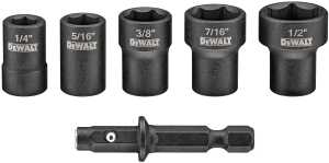 DEWALT DWADND 5PC BLACK STEEL
HEX NUT DRIVER SET, INCLUDES:
1/4" 5/16", 3/8", 7/16", 1/2"  
2" DETACHABLE NUT DRIVER SHANK 
*PROMO PRICE LIMITED TO STOCK ON
HAND ONLY* - A.W. Graham Lumber LLC