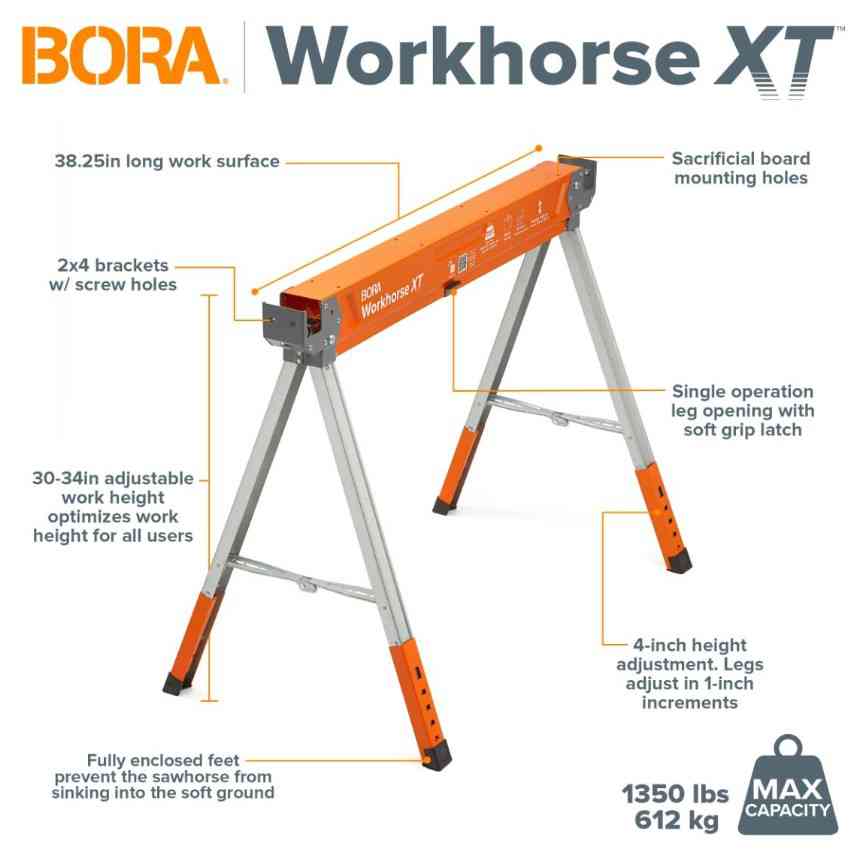 Main 7 - SAWHORSE BORA WORKHORSE XT ADJUSTABLE -