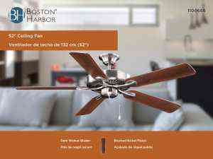 Main 3 - BOSTON HARBOR 52" 5-BLADE CEILING FAN DK WALNUT -