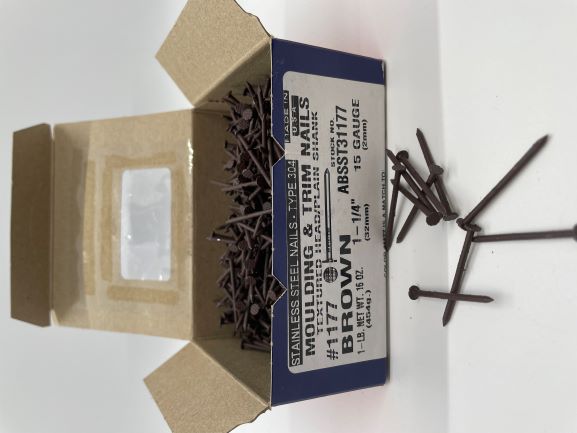 TRIM NAILS 1-1/4" STAINLESS STEEL ROYAL BROWN #1177 1LB - A.W. Graham Lumber LLC