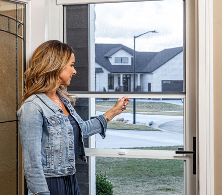 Main 2 - LARSON #370-81 36x81 WHITE MID-VIEW LIFE CORE SCREEN AWAY STORM DOOR -