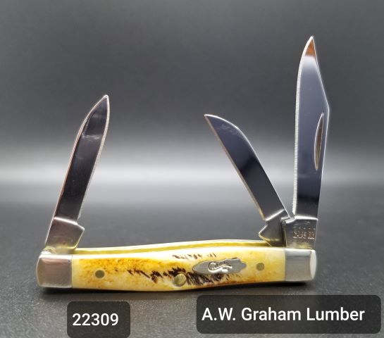 CASE 22309 3-BLADE SMALL STOCKMAN JIGGED BONE "6.5" - A.W. Graham Lumber LLC