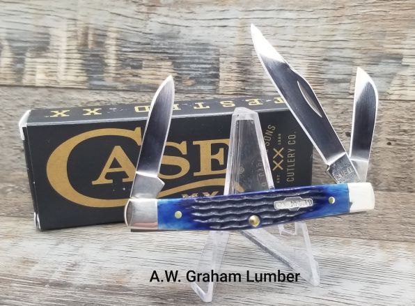 Main 1 - CASE 02806 3-BLADE MEDIUM STOCKMAN NAVY BLUE BONE  -