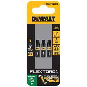 DEWALT FLEXTORQ DWAF1TX25IR3
SCREWDRIVER BIT, T25 TORX DRIVE
1/4" X 1" HEX SHANK 3PK STEEL 
*PROMO PRICE LIMITED TO STOCK ON
HAND ONLY* - A.W. Graham Lumber LLC