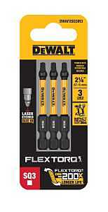 DEWALT FLEXTORQ DWAF2SQ3IR3 1/4"
X 2-1/4" SCREWDRIVER BIT, #3 SQ
DRIVE, HEX SHANK HSS *PROMO
PRICE LIMITED TO STOCK ON HAND
ONLY* - A.W. Graham Lumber LLC