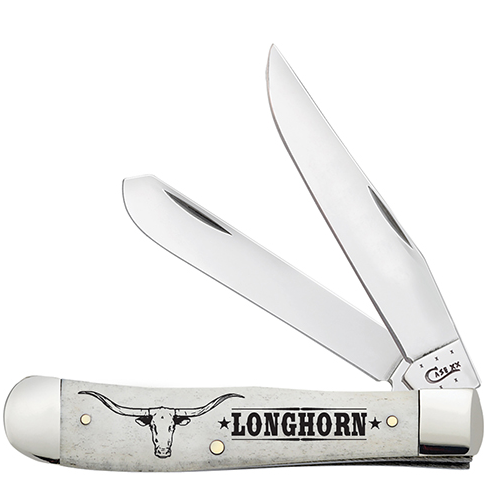 CASE TRAPPER CATTLE SERIES "LONGHORN" SMOOTH NATURAL BONE 2-BLADE  - A.W. Graham Lumber LLC