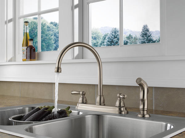 PEERLESS CLAYMORE 2-HANDLE KITCHEN FAUCET STAINLESS - A.W. Graham Lumber LLC