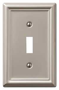AMERELLE SINGLE TOGGLE WALL
PLATE BRUSHED NICKEL
149TBN
UPC: 070686559710 - A.W. Graham Lumber LLC