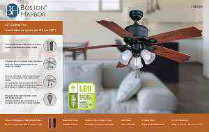 Main 2 - BOSTON HARBOR 52" CEILING FAN 5-BLADE MAHOGANY / WALNUT -