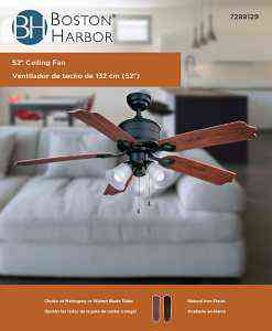 Main 3 - BOSTON HARBOR 52" CEILING FAN 5-BLADE MAHOGANY / WALNUT -