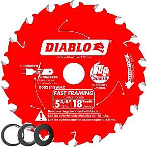 DIABLO 5-3/8" CIRCULAR SAW BLADE

WOOD 18TH D053818WMX
UPC: 008925143598 - A.W. Graham Lumber LLC