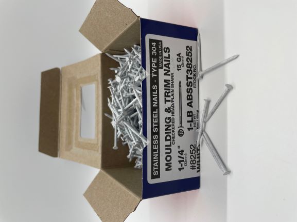 Main 1 - TRIM NAILS 1-1/4" STAINLESS STEEL WHITE #8252 1LB -