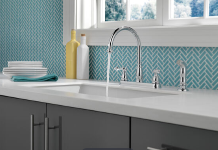 DELTA TWO-HANDLE KITCHEN FAUCET W/SIDE SPRAY CHROME - A.W. Graham Lumber LLC