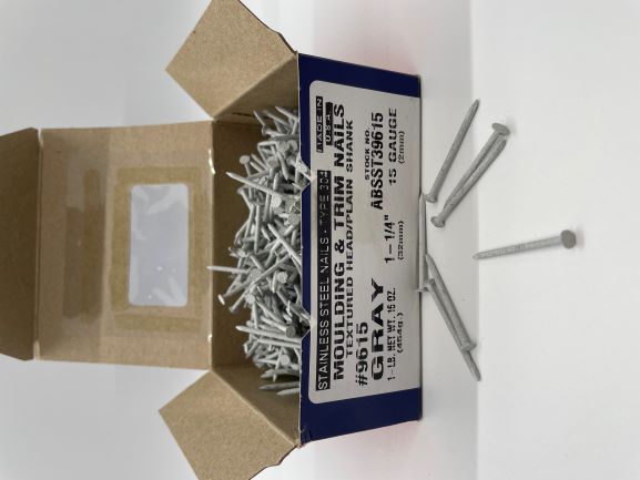 TRIM NAILS 1-1/4" STAINLESS STEEL VICTORIAN SILVER #9615 1LB - A.W. Graham Lumber LLC