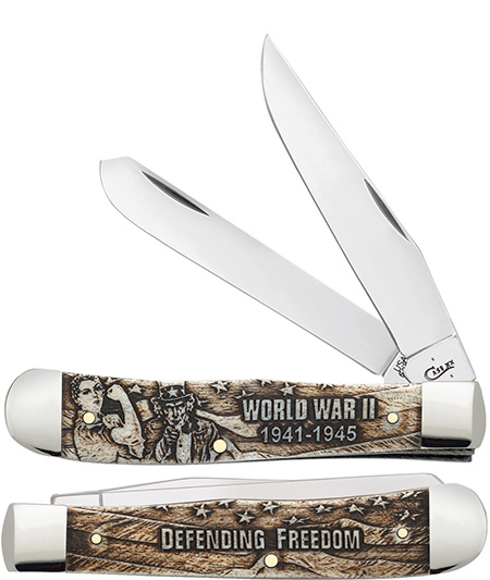 CASE 22030 2-BLADE TRAPPER NATURAL BONE "WWII"  - A.W. Graham Lumber LLC