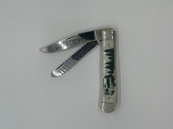 CASE 540912 2-BLADE TRAPPER "HAPPY CAMPER" SMOOTH NATURAL BONE - A.W. Graham Lumber LLC