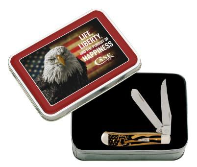 CASE 2-BLADE MINI TRAPPER ANTIQUE BONE PATRIOT SERIES - A.W. Graham Lumber LLC
