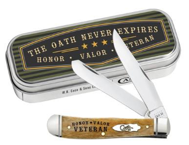CASE 2-BLADE TRAPPER SM ANTIQUE BONE "VETERAN" GIFT SET - A.W. Graham Lumber LLC