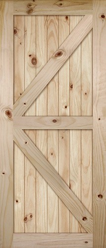 Main 1 - INTERIOR BARN DOOR 3/0 KNOTTY PINE K-BAR -