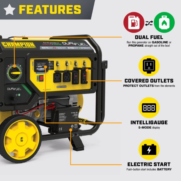 Main 4 - CHAMPION 7500W GENERATOR ELECT START -