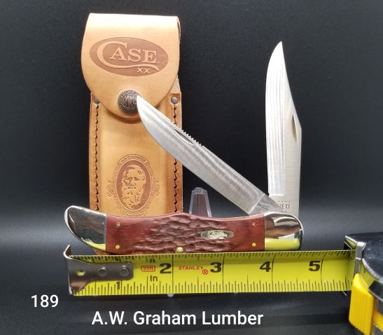 Main 4 - Case 189 2-Blade Folding Hunter Rosewood (6265 Sab Ss) W/Leather Sheath -