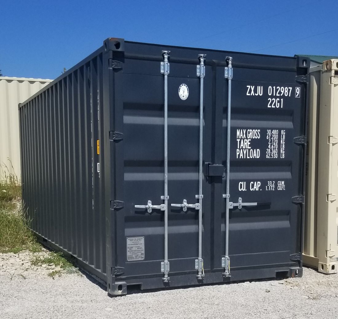 CARGO CONTAINER 20' NEW 1-TRIP
4-BAR HNDLE #7016 GRAY - A.W. Graham Lumber LLC