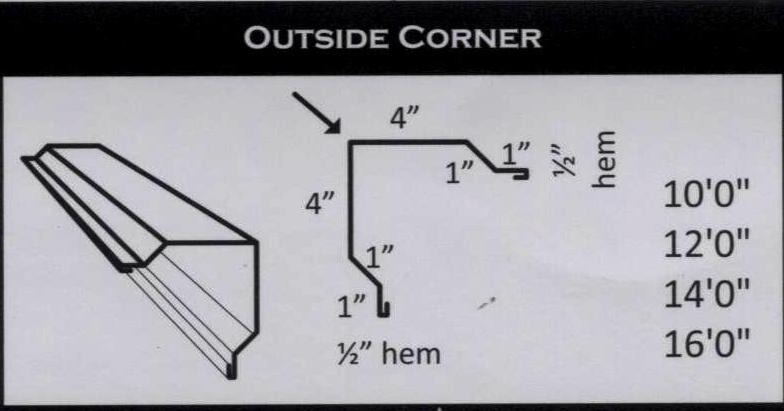 OUTSIDE CORNER FOR METAL ROOFING 10'00" GREEN 29GA - A.W. Graham Lumber LLC