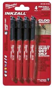 MILWAUKEE 4PK JOBSITE MARKER 
BLACK 48-22-3104 
UPC: 045242319480 - A.W. Graham Lumber LLC