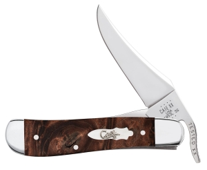 CASE 1-BLADE RUSSLOCK BROWN
MAPLE BURL WOOD 71953L SS
ONE-HAND OPEN CLIP BLADE LINER
LOCK BOMB SHIELD 4-1/8" CLOSED - A.W. Graham Lumber LLC