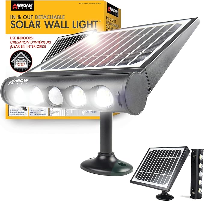 WAGAN TECH IN & OUT DETACHABLE
SOLAR WALL LIGHT EL8567
UPC: 084367085672 - A.W. Graham Lumber LLC