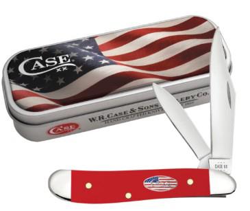 CASE 2-BLADE PEANUT RED
SYNTHETIC AMERICAN FLAG GIFT TIN
SET - A.W. Graham Lumber LLC