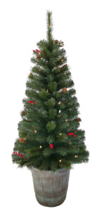 Main 1 - SANTA'S FOREST 27517 4' PRE-LIT CHRISTMAS TREE IN WHISKEY BARREL  *DISCONTINUED / NO RETURNS -