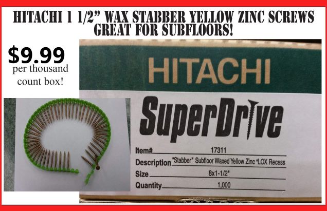 8 X 1-1/2" WAX YELLOW ZINC SUBFLR LOX HEAD HITACHI - A.W. Graham Lumber LLC