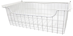 Main 1 - EASY TRACK 1308 SLIDING WIRE BASKET WHITE 8" x 24" POWDER COATED INCLUDES: Hardware and Instructions -