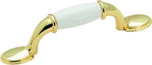 Main 1 - AMEROCK 245WPB 3" POL BRASS/WH
CABINET PULL -