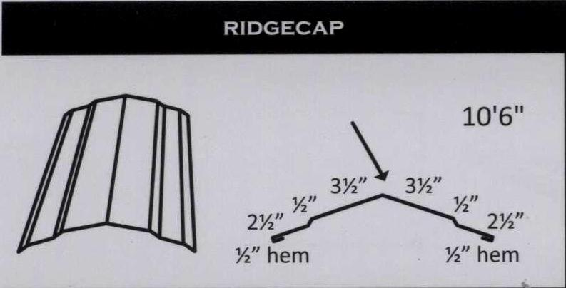 RIDGE CAP FOR METAL ROOFING 10'6" BLUE 29GA - A.W. Graham Lumber LLC